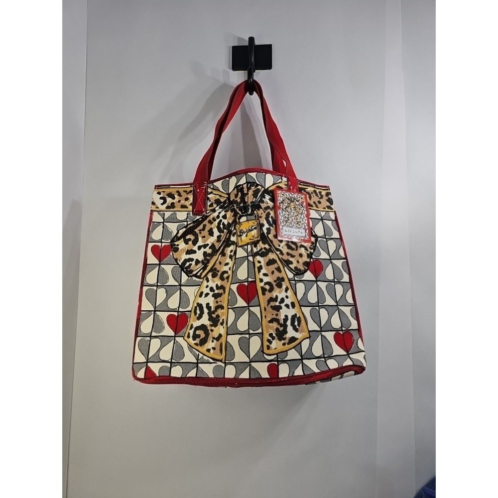 Brighton Wild Love Canvas Heart Leopard Shopper Tote Brand New